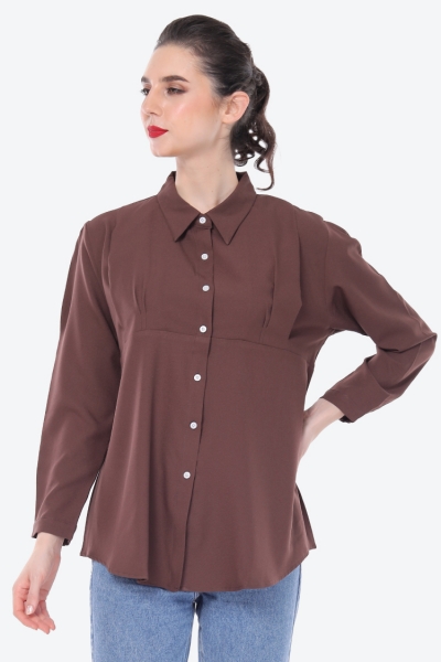 Emma Shirt Plain In Dark Brown Emma Shirt Plain In Dark Brown